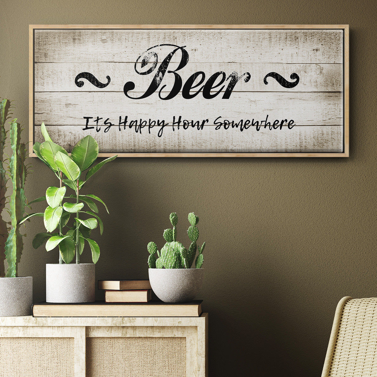Beer Happy Hour - Floater Framed Canvas Print