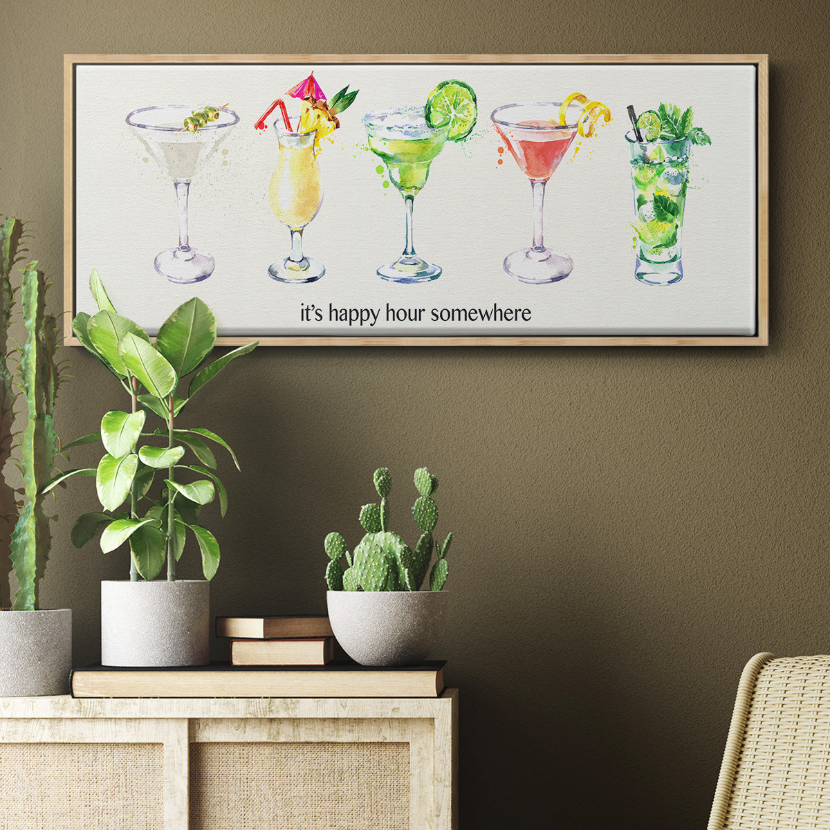 Happy Hour Cocktails - Floater Framed Canvas Print