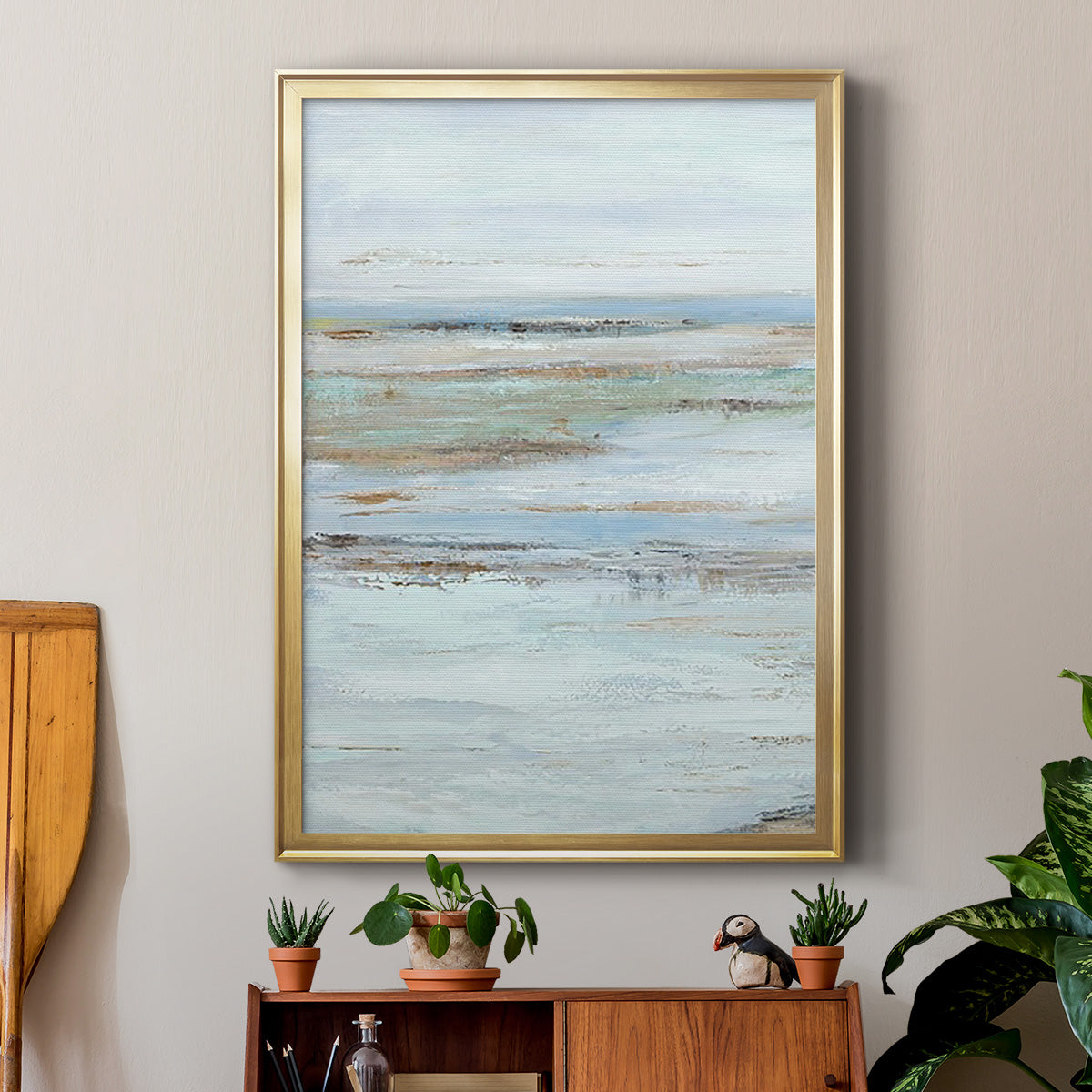 Muted Misty Marsh I - Modern Framed Canvas Print