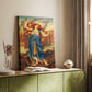 Canvas art print of a dramatic figure with flowing garments and emotional presence styled in a home decor setting.