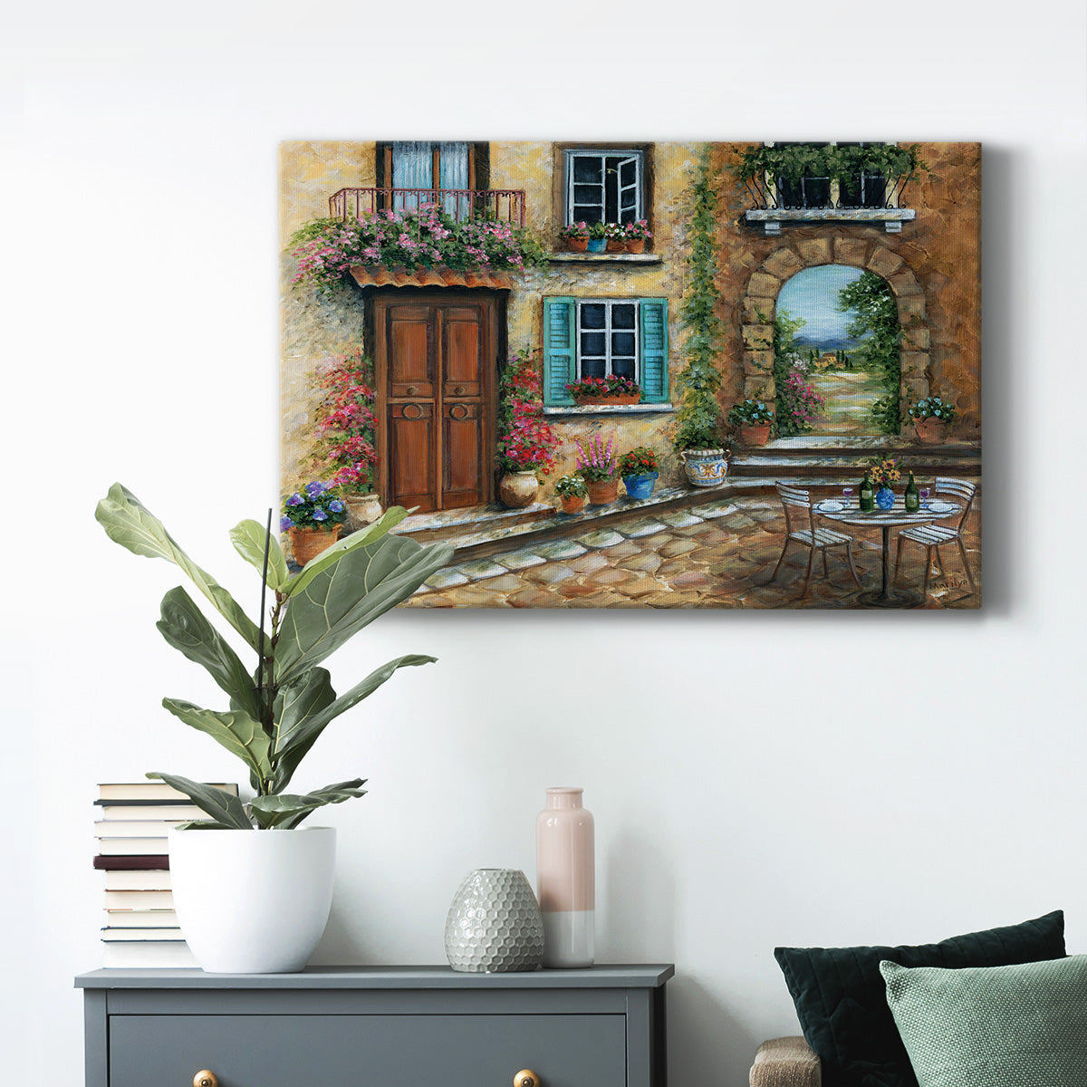 Tuscan Courtyard Premium Gallery Wrapped Canvas - Ready to Hang