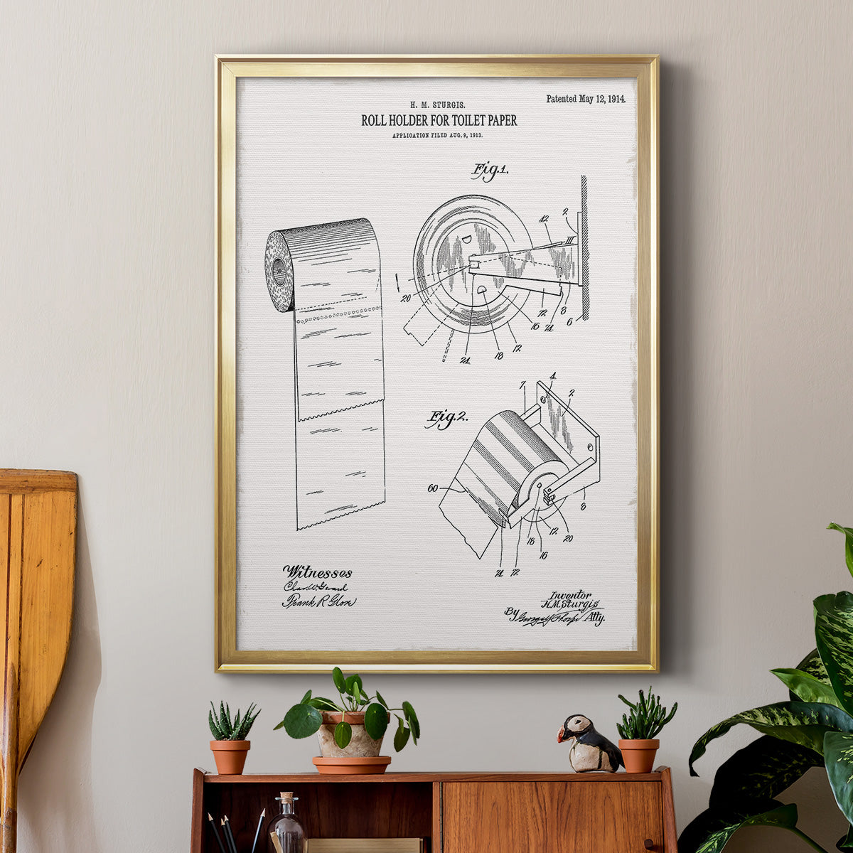 Toilet Paper Patent III - Modern Framed Canvas Print