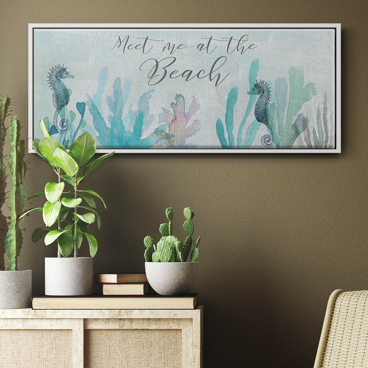 Seahorses and Coral - Floater Framed Canvas Print