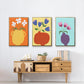 Modern Blooms I - Framed Premium Gallery Wrapped Canvas L Frame 3 Piece Set - Ready to Hang