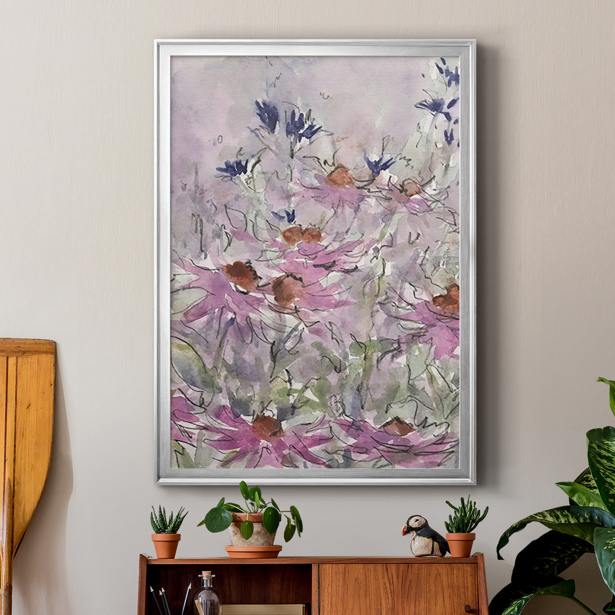 Floral Entertainment II - Modern Framed Canvas Print