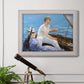 Impressionist leisure boating scene by Édouard Manet in an ornate weathered white frame displayed in a light-toned interior setting.