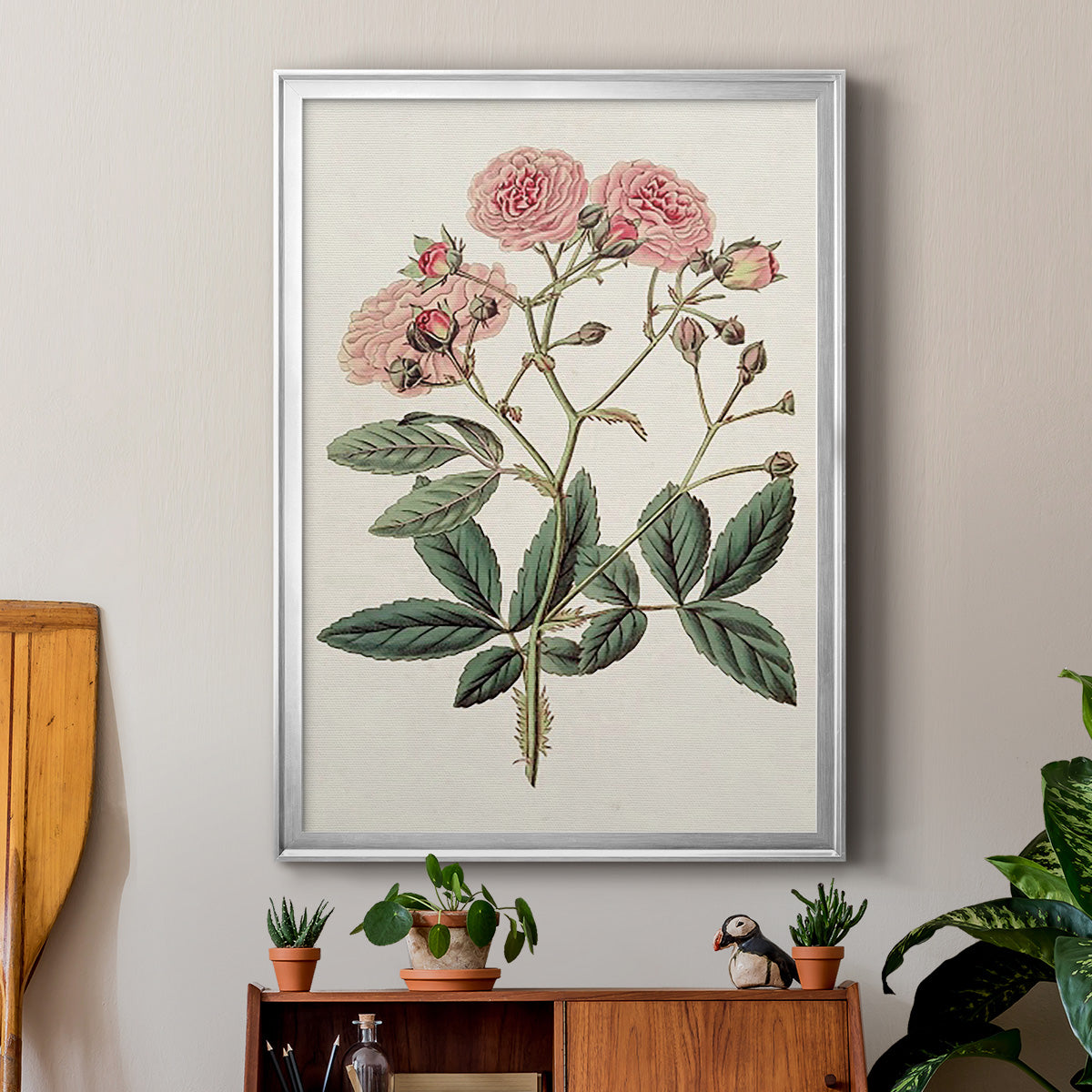 Pink Floral Mix V - Modern Framed Canvas Print