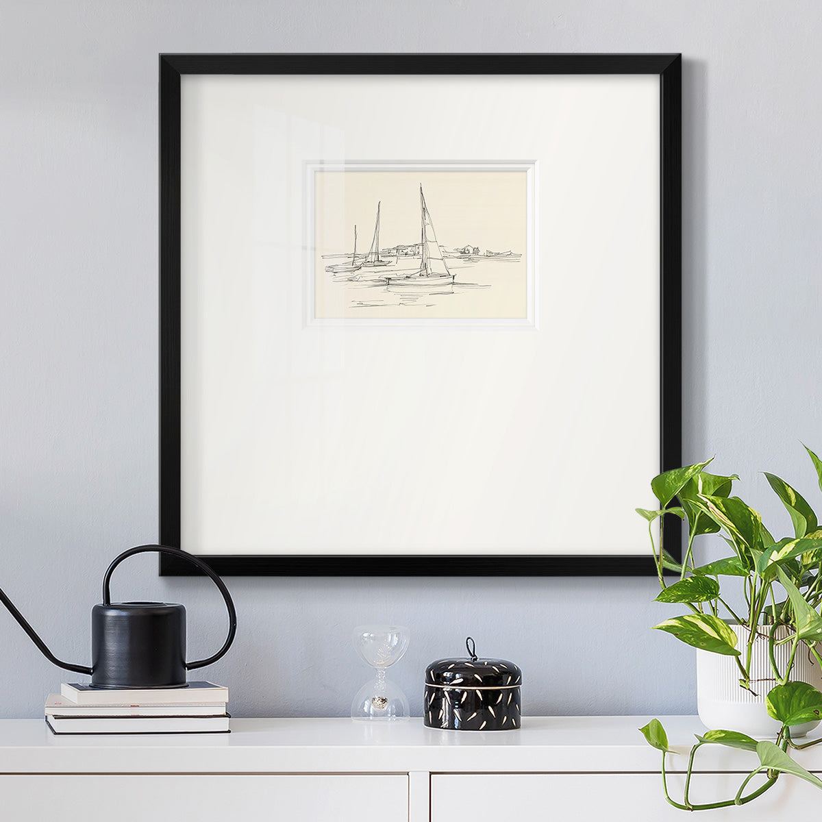 Coastal Contour Sketch I Premium Framed Print Double Matboard