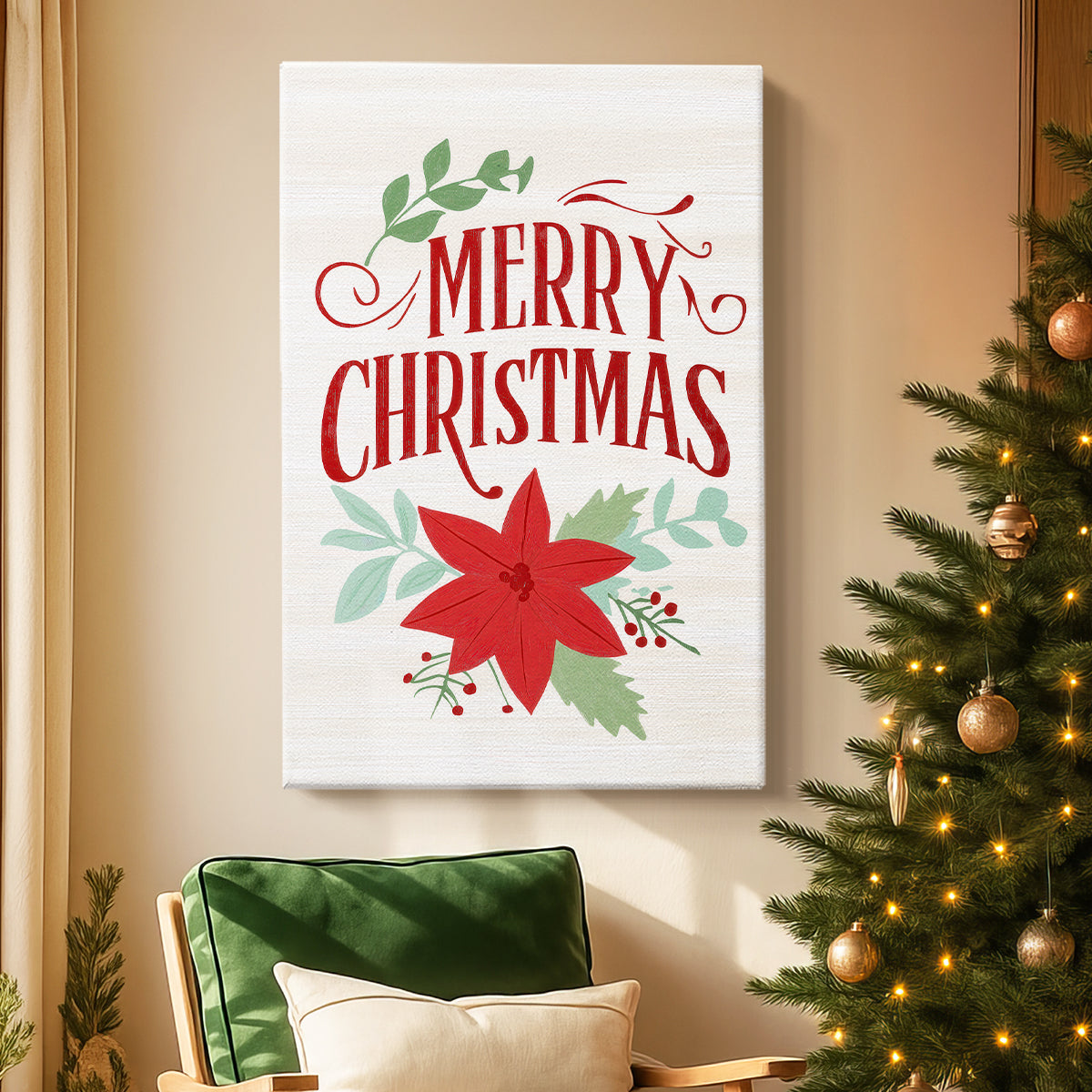 Holly-Red Cottage Green - Canvas Art Print