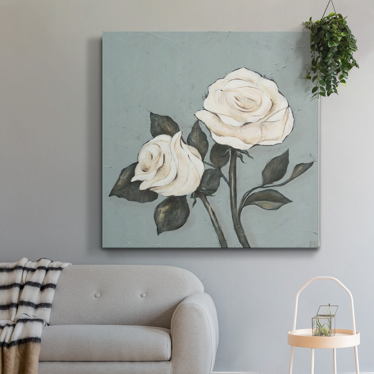 Two Tan Roses-Premium Gallery Wrapped Canvas - Ready to Hang