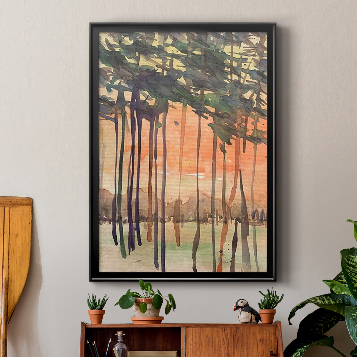 Between the Trees II - Modern Framed Canvas Print