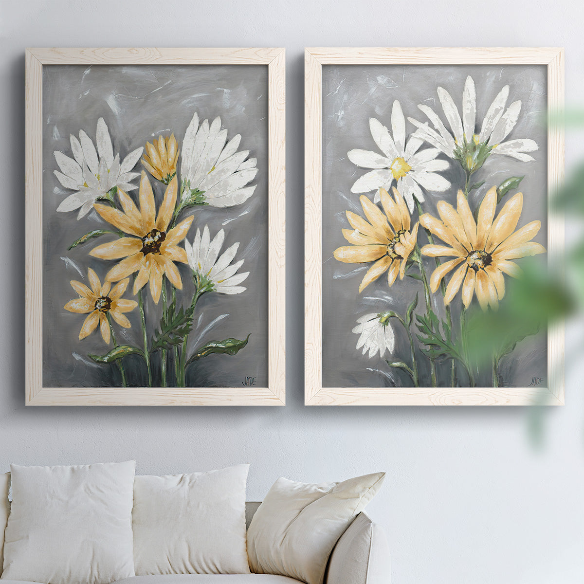 Summer Daisies I - Premium Framed Canvas 2 Piece Set - Ready to Hang