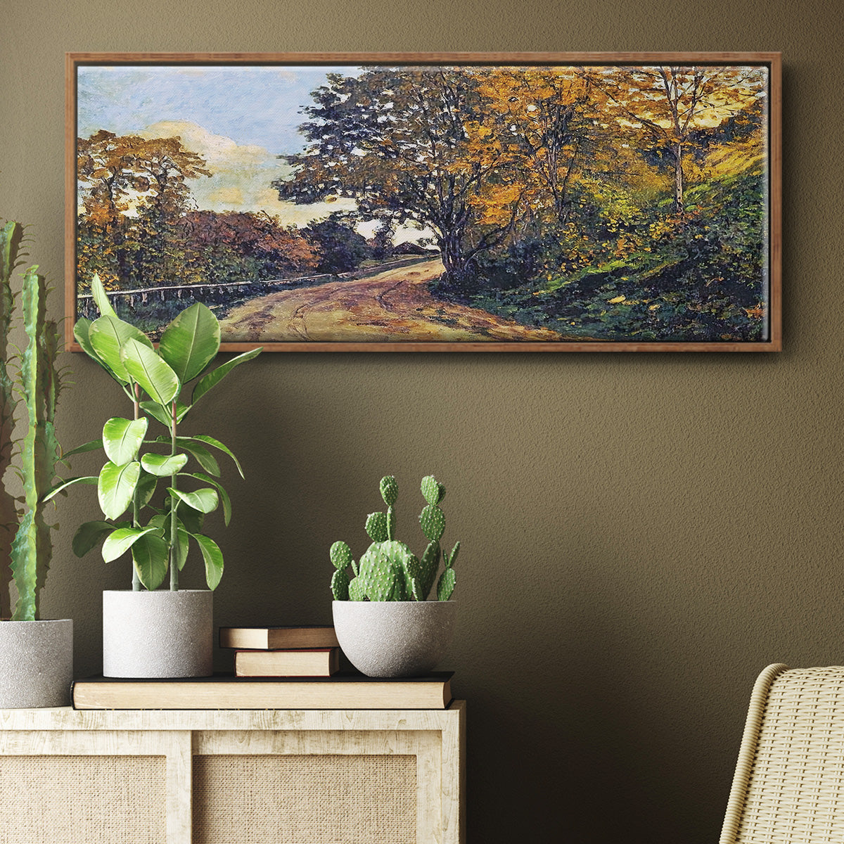 The Road to the Farm of Saint - Floater Framed Canvas Print
