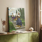 Canvas art print of a composed figure with formal attire and soft lighting styled in a home decor setting.