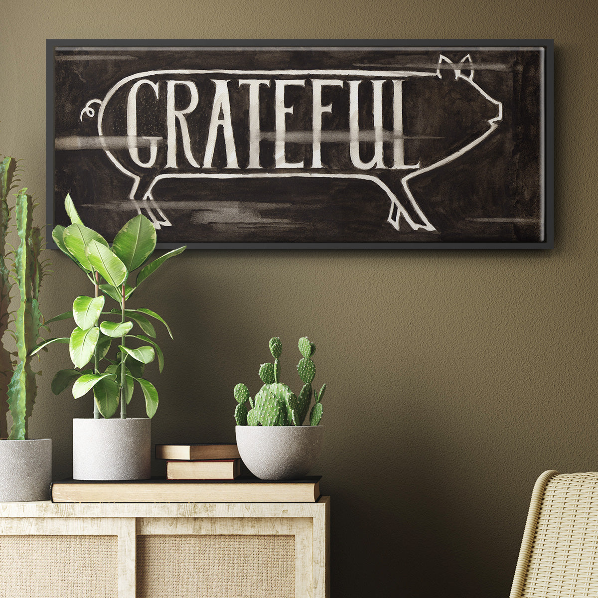 Grateful Pig - Floater Framed Canvas Print