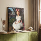 Canvas art print of a graceful figure with flowing fabric and gentle tones styled in a home decor setting.