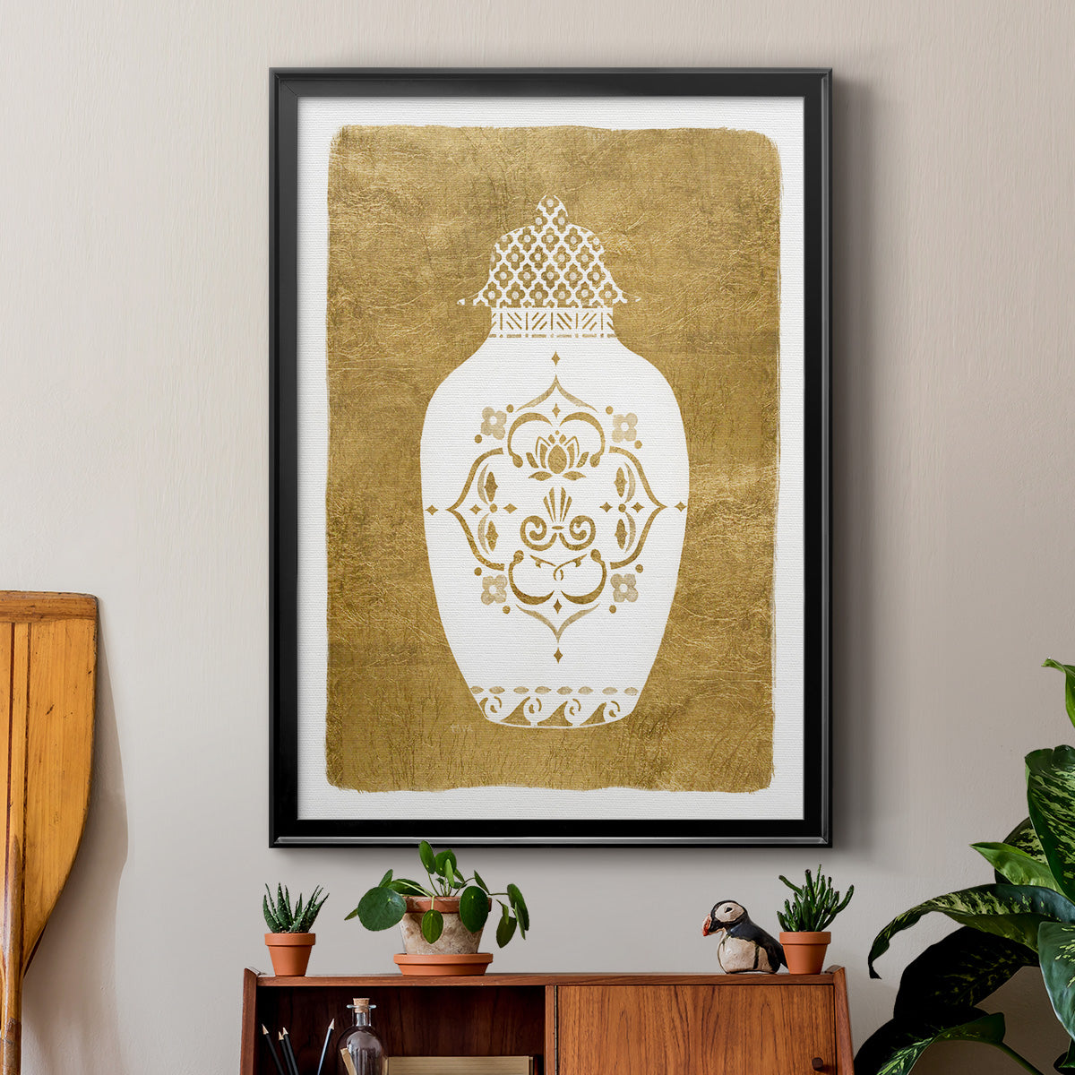Golden Urn I - Modern Framed Canvas Print