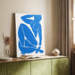 Canvas art print of a stylized composition with flat forms and strong silhouette styled in a home decor setting.