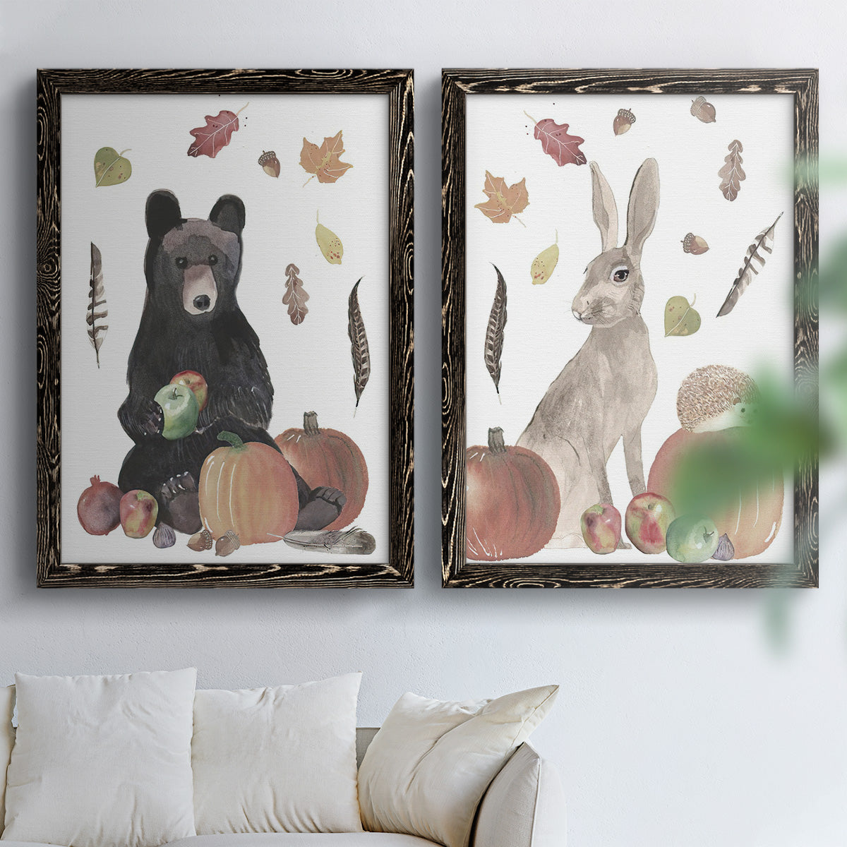 Cute Autumn Forest I - Premium Framed Canvas 2 Piece Set - Ready to Hang