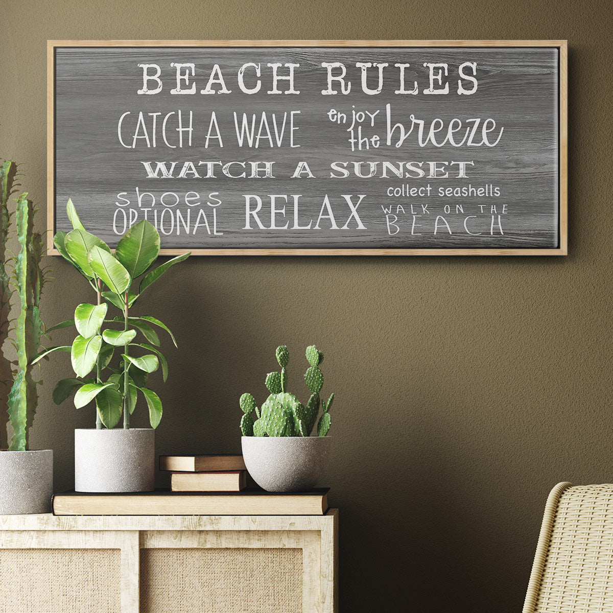 Beach Rules - Floater Framed Canvas Print