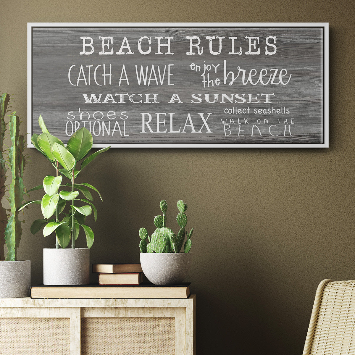 Beach Rules - Floater Framed Canvas Print