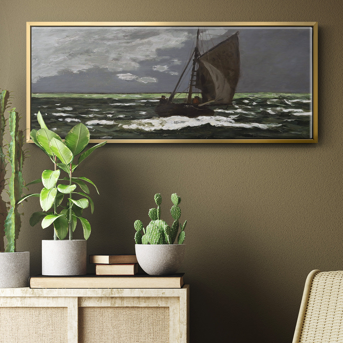Stormy Seascape, 1867 - Floater Framed Canvas Print