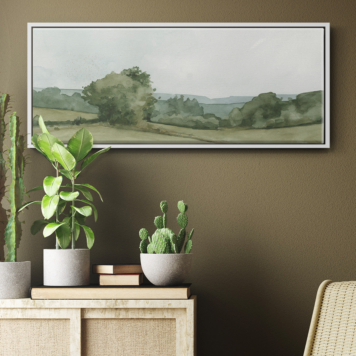 Vintage Landscape Sketch I - Floater Framed Canvas Print