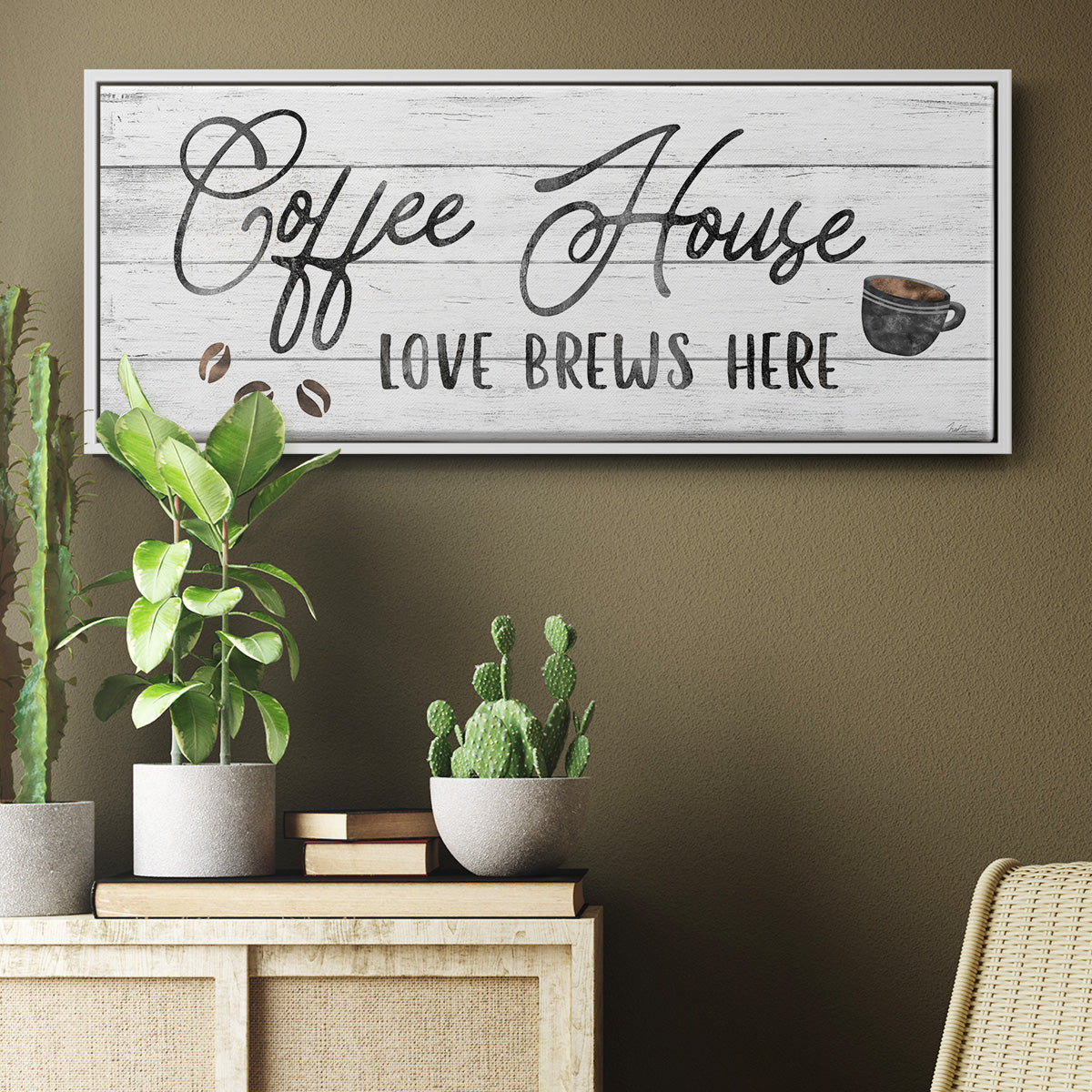 Love Brews - Floater Framed Canvas Print