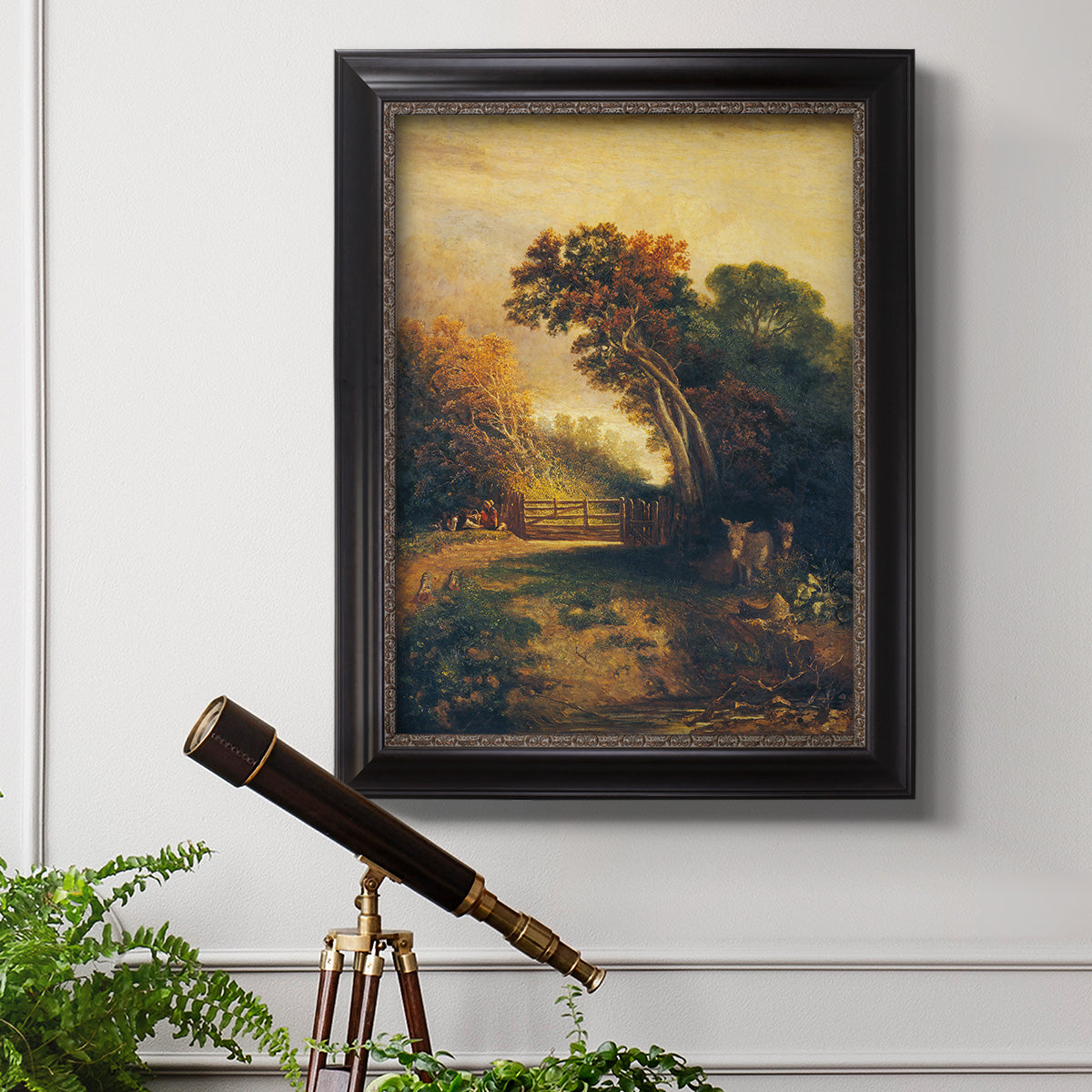 Landscape with Picnickers and Donkeys - Ornate Framed Canvas Print