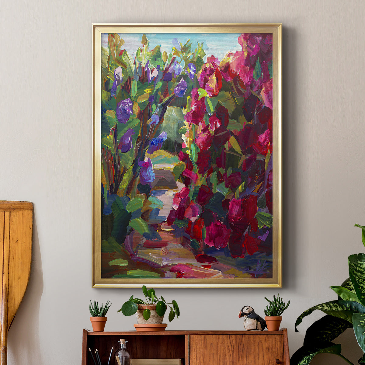 Lilacs & Rhodies - Modern Framed Canvas Print