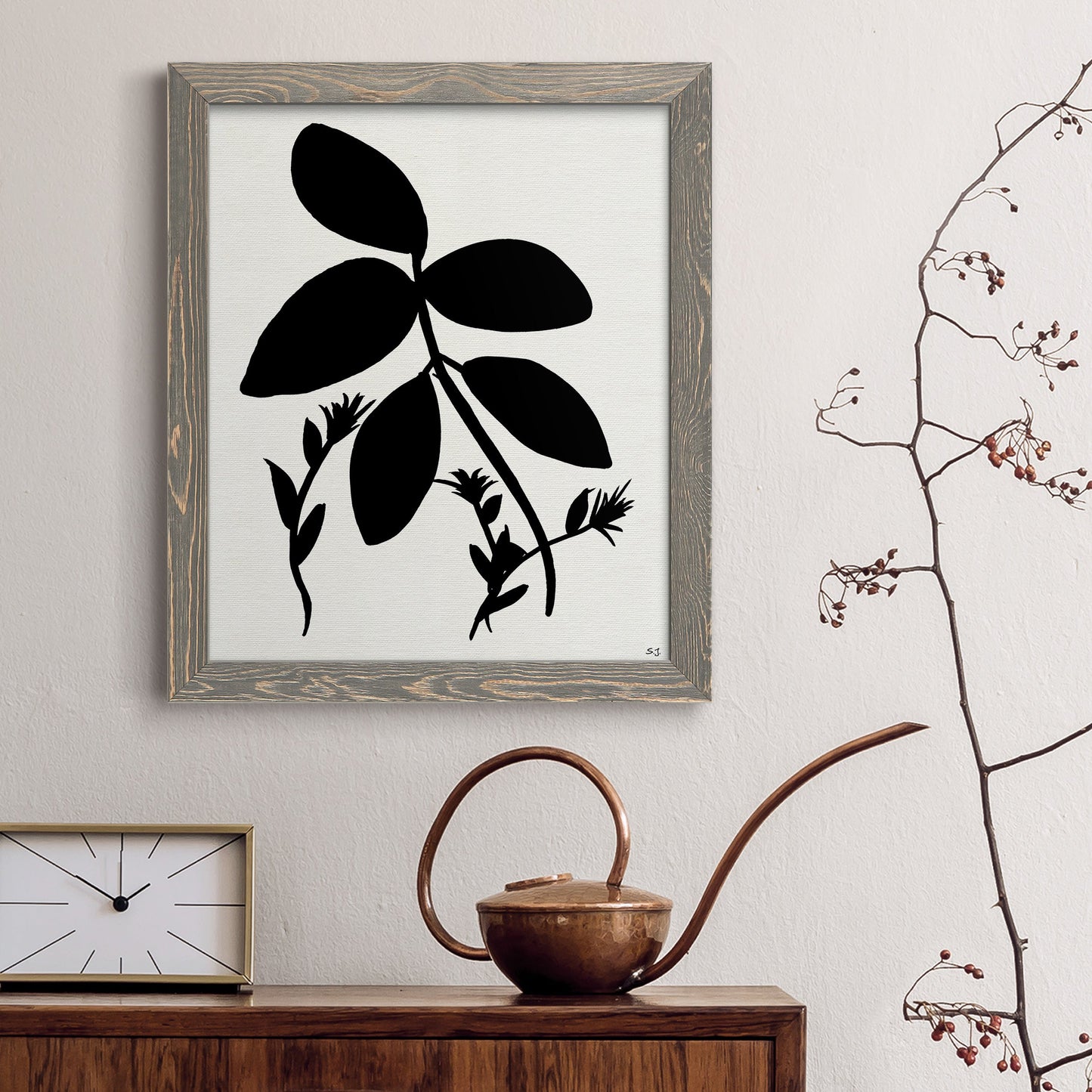 Silhouette Garden II - Premium Canvas Framed in Barnwood - Ready to Hang