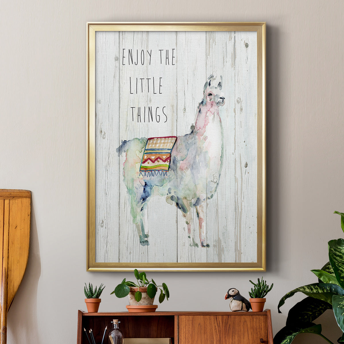 Llama Little Things - Modern Framed Canvas Print