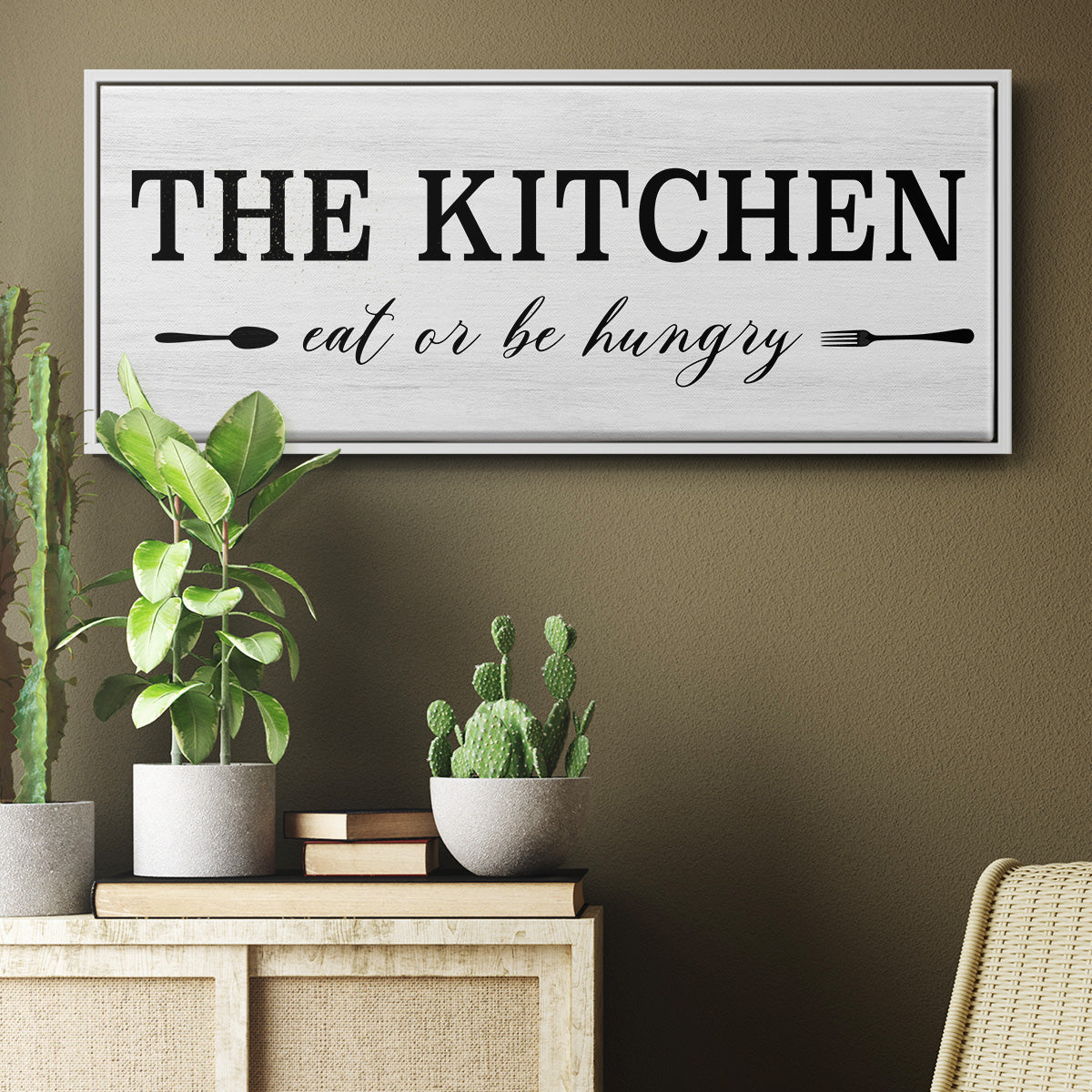 Eat Or Be Hungry - Floater Framed Canvas Print
