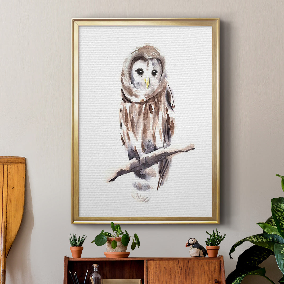 Barred Owl Impressions I - Modern Framed Canvas Print