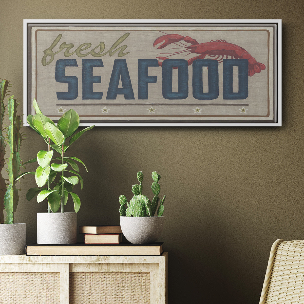 Shoreline Signs I - Floater Framed Canvas Print