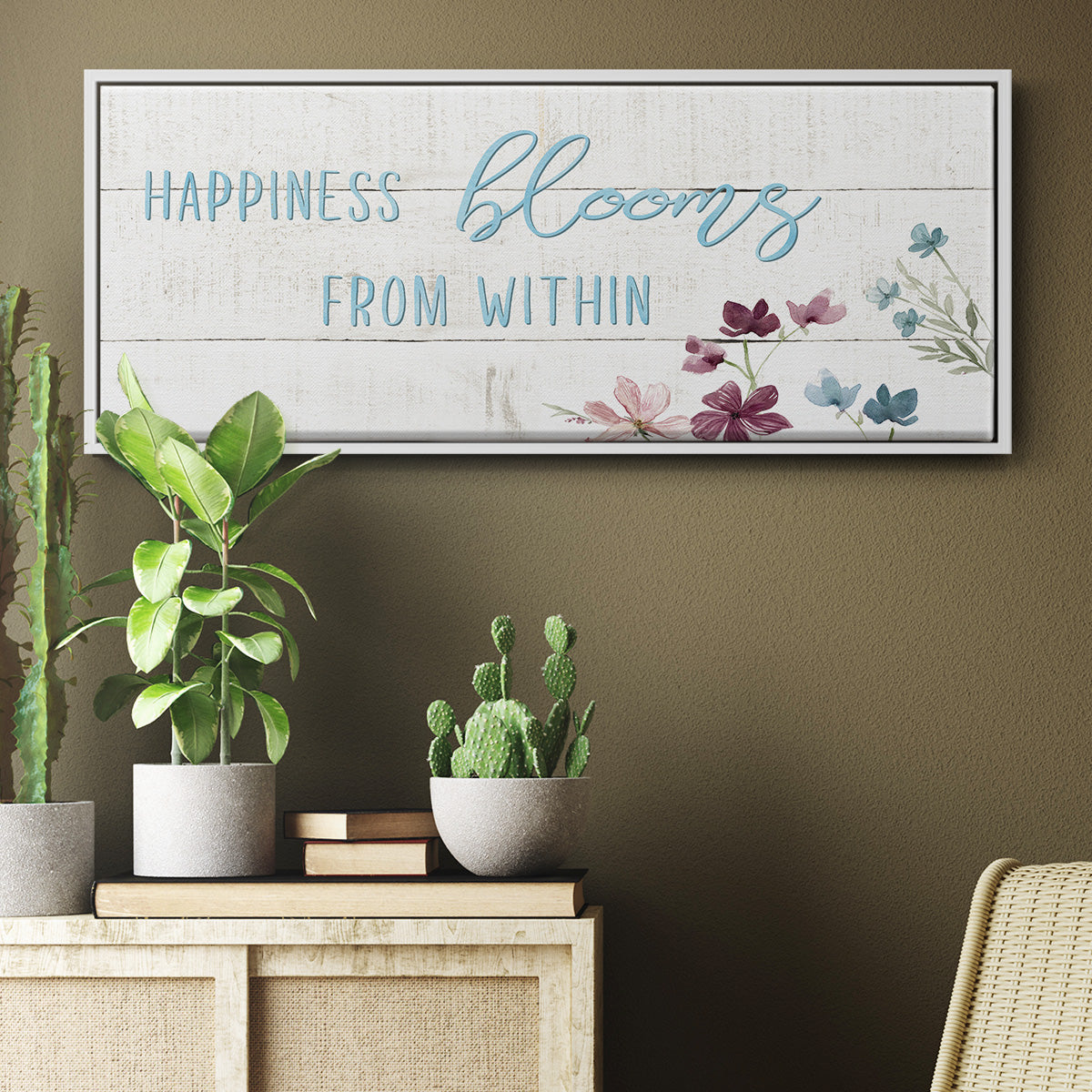 Happiness Blooms - Floater Framed Canvas Print