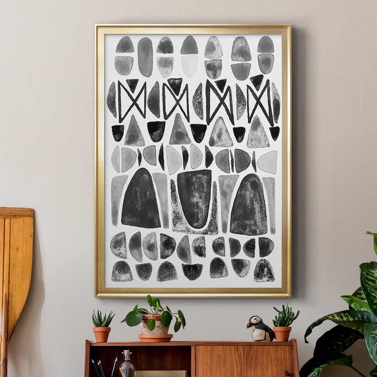 Grey Arches III - Modern Framed Canvas Print