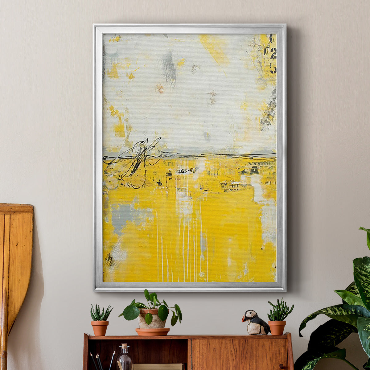 Yellow Bound - Modern Framed Canvas Print