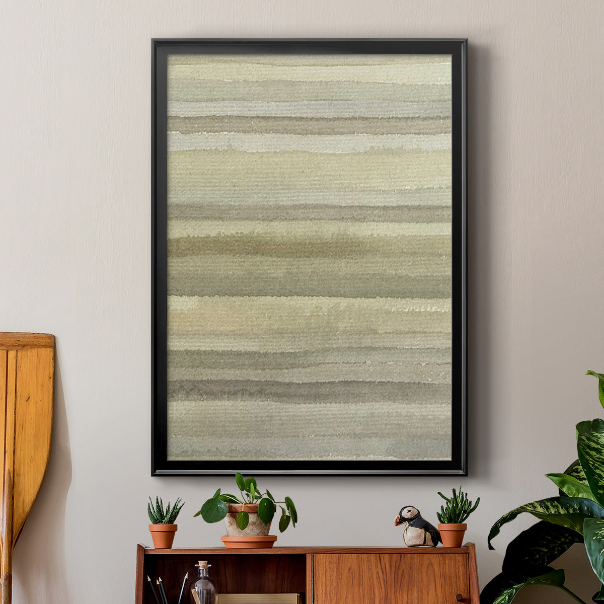 Lines in Neutral I - Modern Framed Canvas Print
