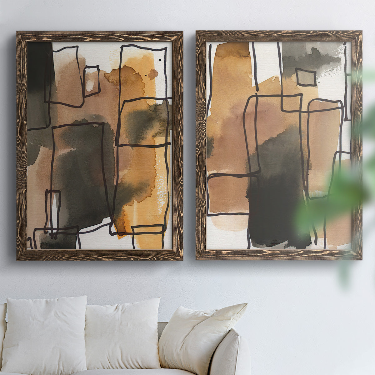 Retro Vibe I - Premium Framed Canvas 2 Piece Set - Ready to Hang