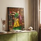 Canvas art print of a dramatic figure with flowing garments and symbolic tone styled in a home decor setting.
