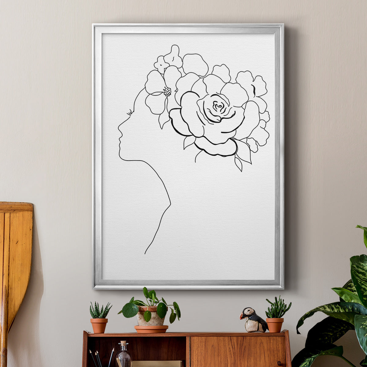 Fashion Floral Sketch II - Modern Framed Canvas Print