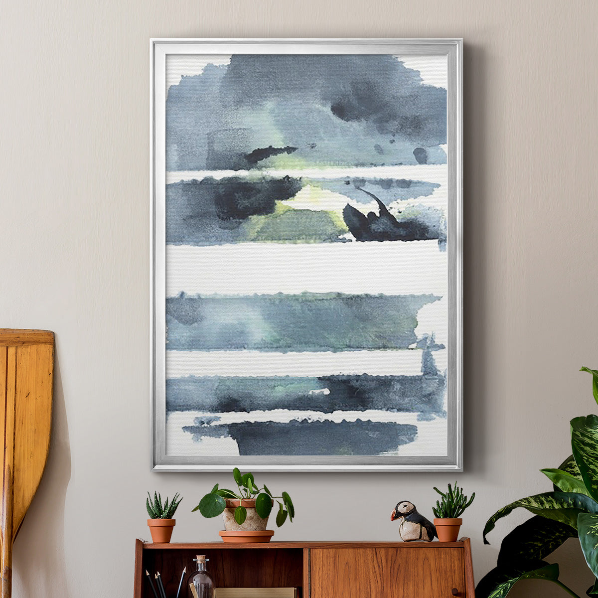 Blue Memories I - Modern Framed Canvas Print