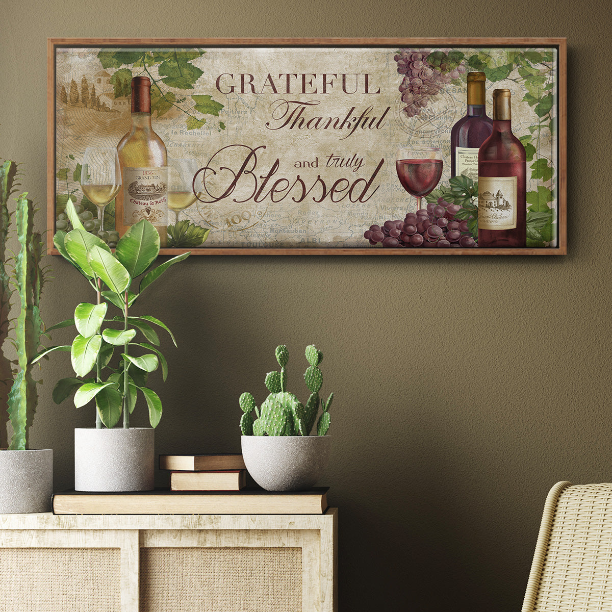 Grateful Wine - Floater Framed Canvas Print