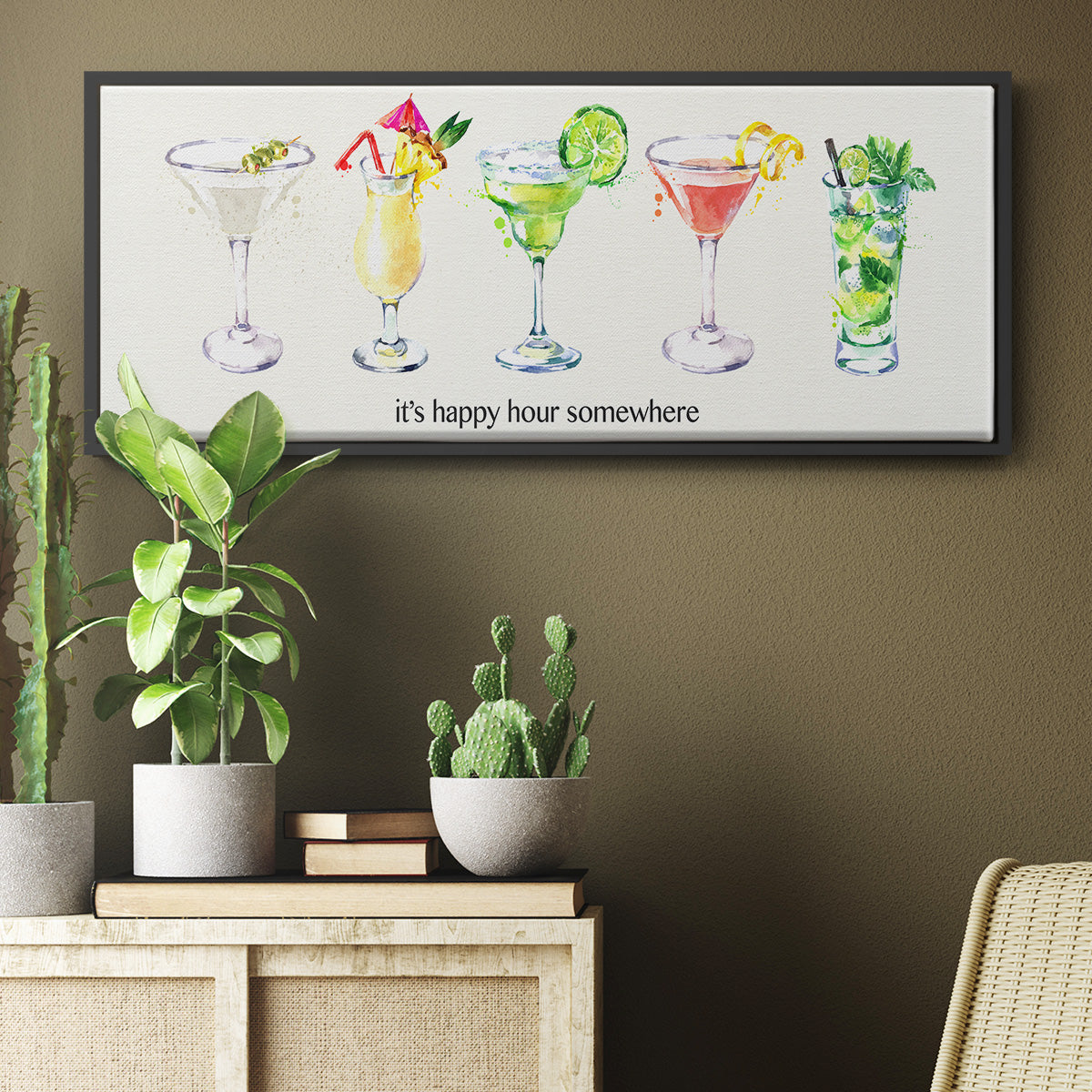 Happy Hour Cocktails - Floater Framed Canvas Print