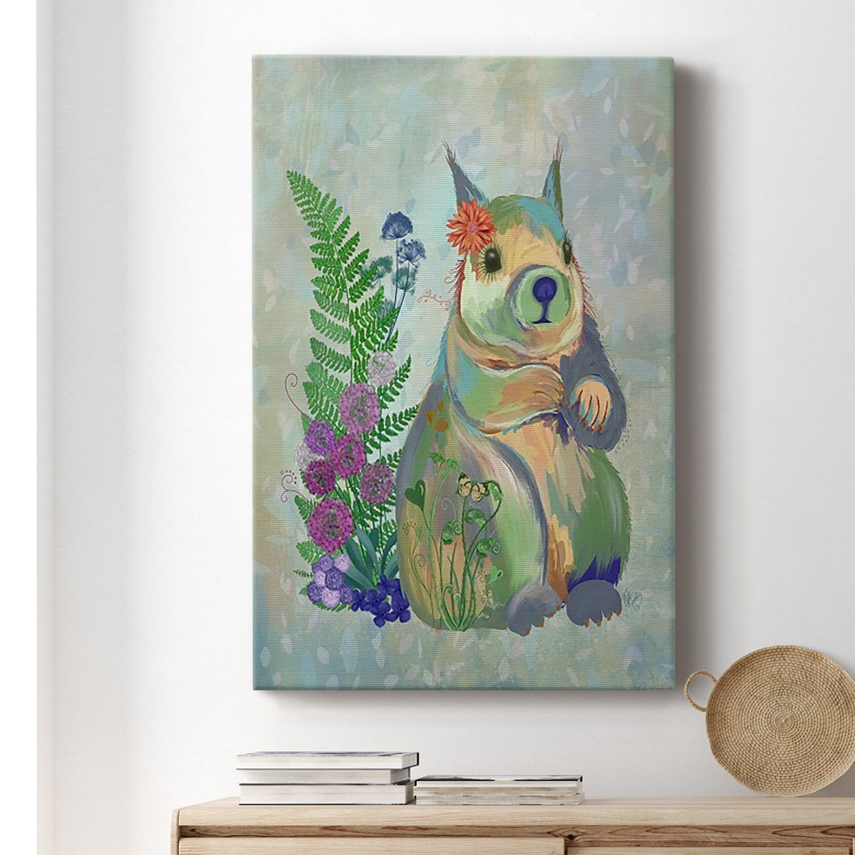 Fantastic Florals Squirrel - Canvas Art Print