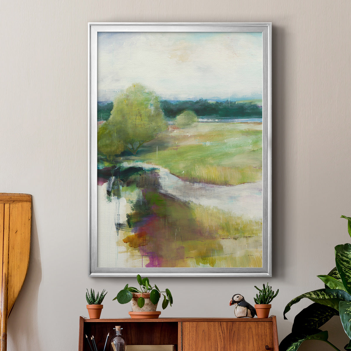 Crossing the Stream - Modern Framed Canvas Print