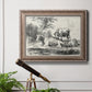 Classical pastoral landscape artwork by Nicolas Berchem in an ornate traditional silver frame displayed in a light-toned interior setting.
