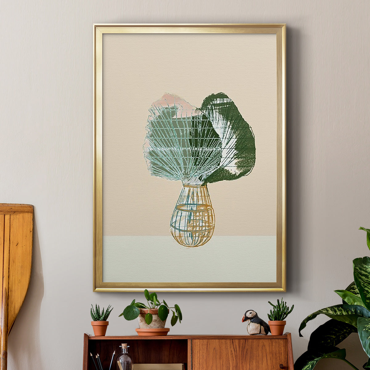 Woven Tropical Leaf II - Modern Framed Canvas Print