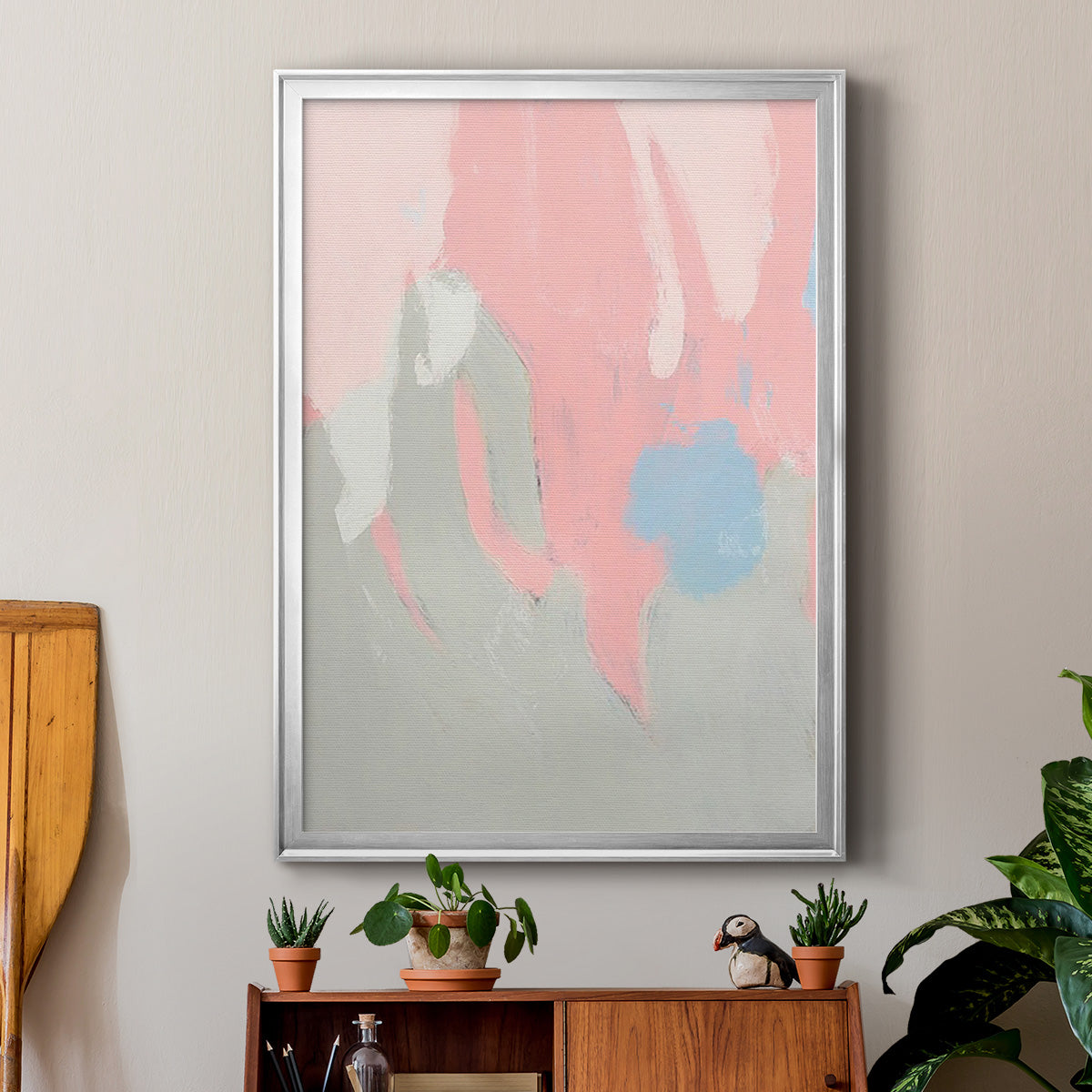 Blushing Abstract I - Modern Framed Canvas Print